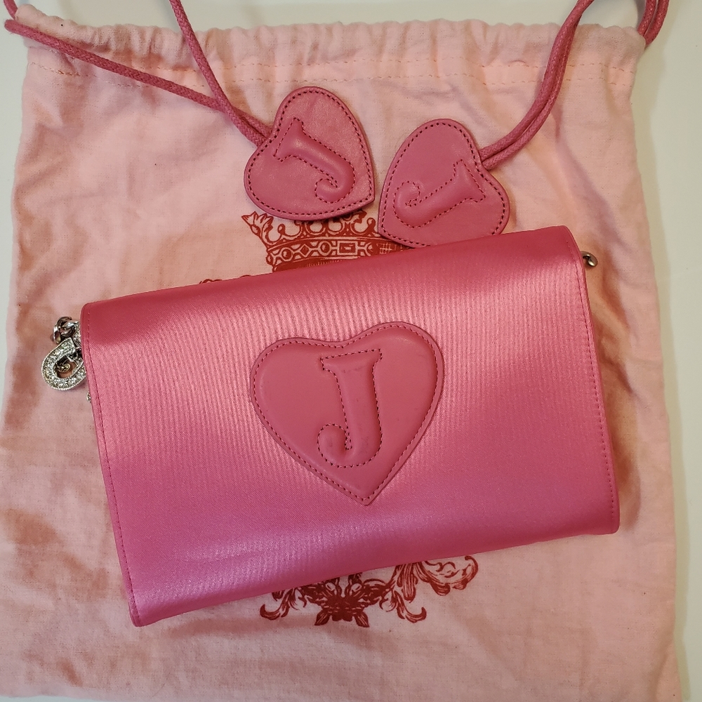 Y2K Juicy Couture Pink Satin/Leather Clutch Purse - Picture 4 of 7